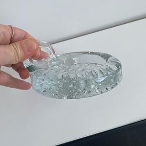 Vintage Svend Jensen clear glass bubble chamberstick candle holder.